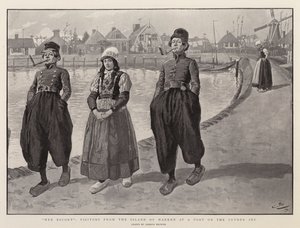 Haar Begeleider, Bezoekers van het Eiland Marken in een Haven aan de Zuiderzee door Gordon Frederick Browne