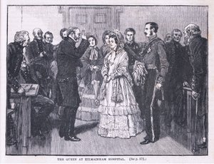 De koningin in het Kilmainham ziekenhuis AD 1849 door Gordon Frederick Browne