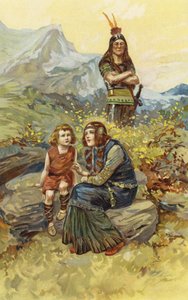 De slavin en Olaf, haar zoon, zaten in de ochtendzon door Gordon Frederick Browne
