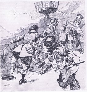 De dood van Von Tromp 31 juli 1653, illustratie uit Britse gevechten op land en zee, 1915 door Gordon Frederick Browne