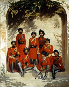 Officieren en onderofficieren van het Indiase leger, 2e Regiment Cavalerie, Punjab Frontier Force, c.1863 door Gordon Hayward