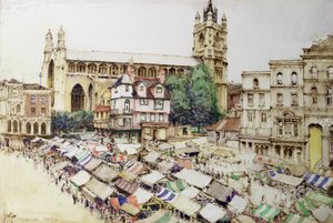 Norwich: De Markt en de Kerk van St. Peter Mancroft door Gordon Mitchell Forsyth