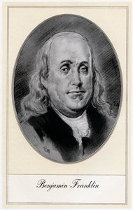 Benjamin Franklin, politiek figuur en staatsman van de Verenigde Staten, begin 20e eeuw door Gordon Ross