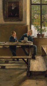 In het weeshuis, ca 1886 (olieverf op paneel) door Gotthardt Johann Kuehl
