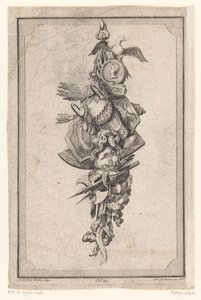 Trofee met adelaar, vaas en helm door Gottlieb Friedrich Riedel