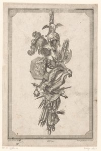 Trofee met helmen en harnas door Gottlieb Friedrich Riedel