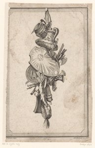 Trofee met vazen en schild door Gottlieb Friedrich Riedel