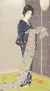 Jonge Vrouw in een Zomerkimono door Goyo Hashiguchi