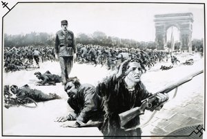 Charles de Gaulle maakt zijn overwinningswandeling over de Champs Elysses tijdens de bevrijding van Parijs door Graham Coton