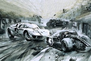 De Le Mans race in 1967 (gouache op papier)