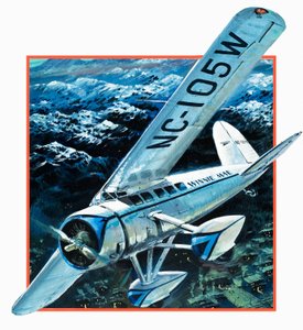 Wiley Hardemann Post vliegend Winnie May solo rond de wereld (gouache op papier) door Graham Coton