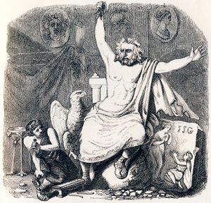 De beeldhouwer en het Jupiterbeeld - Fabels van La Fontaine door Grandville