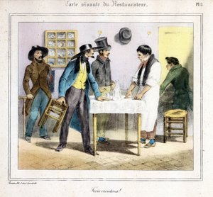 De levende kaart van de restaurateur: Drie croutons! 1831-32 door Grandville