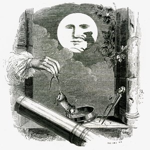 Een dier in de maan: La Fontaine fabel geïllustreerd door Grandville.