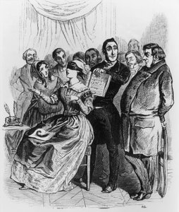 Blinde publieke helderziende die het uur door de maag ziet en door de ruggengraat leest door Grandville (1803 47)