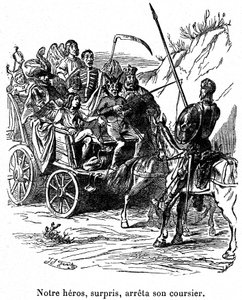 Illustratie van de avonturen van Don Quichot geschreven door Cervantes