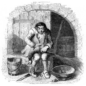 De kip met de gouden eieren: La Fontaine fabel geïllustreerd door Grandville