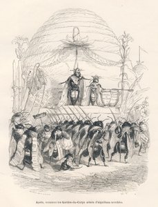 De koningin van de bijen en haar leger. Vignetten geïllustreerd door JJ Granville. Gravure gesigneerd Andrew, Best en Leloir in het deel getiteld "Reis van een mus uit Parijs" geschreven door George Sand in "Scènes uit het privé- en openbare leven van dier