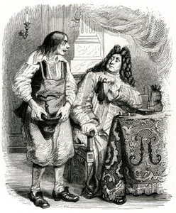 Le savetier et le financier: fabel van La Fontaine geïllustreerd door Grandville. door Grandville (1803 47)