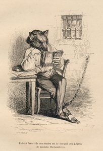 Wolf lezend in een gevangenis