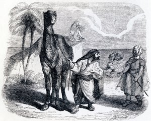 De kameel en de drijvende stokken - Fabels van La Fontaine door Grandville