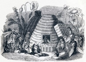 De horzels en de honingbijen - Fabels van La Fontaine door Grandville