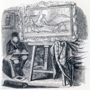 De gaai versiert zich met pauwenveren - Fabels van La Fontaine door Grandville