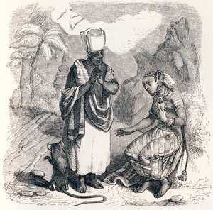 De muis verandert in een meisje - Fabels van La Fontaine door Grandville