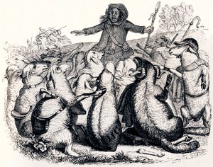 De herder en zijn kudde - Fabels van La Fontaine door Grandville