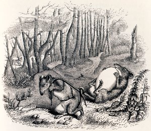 De twee ratten, de vos en het ei - Fabels van La Fontaine door Grandville