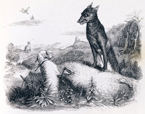 De wolf en het lam - Fabels van La Fontaine door Grandville