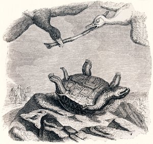 De schildpad en de twee eenden - Fabels van La Fontaine door Grandville