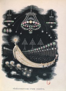Peregrinatie van een komeet, mogelijk een souvenir van de komeet van Halley in 1834. 1849 door Grandville