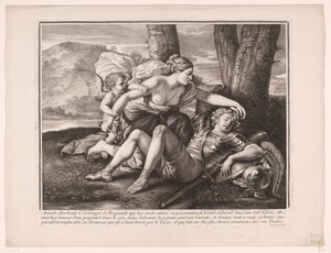 Rinaldo en Armida door Gérard Audran (attributed to)