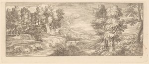 Rivierlandschap met rustende figuren Rivierlandschappen (serietitel)