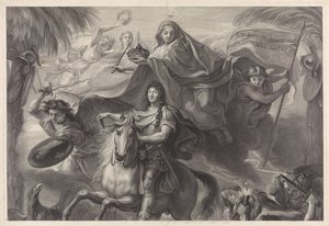 Allegorisch ruiterportret van Lodewijk XIV, koning van Frankrijk door Gérard Edelinck