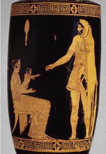 Attische roodfigurige lekythos die Herakles afbeeldt (detail) door Greek