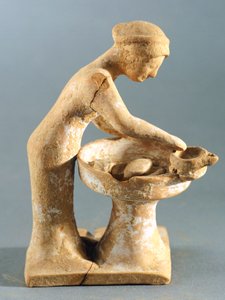 Dagelijks leven scène, Tanagra (terracotta) door Greek