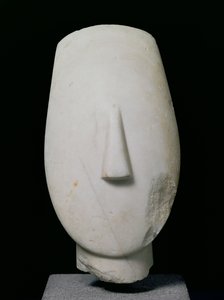 Hoofd van een vrouw, fragment van een standbeeld uit Keros, Vroeg Cycladische II Periode, ca. 2700-2400 v.Chr.