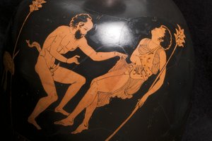 Detail van een roodfigurige squat lekythos (terracotta)