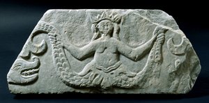 Reliëf met een zeemeermin met twee staarten, mogelijk van de Cycladen, late 18e eeuw door Greek School