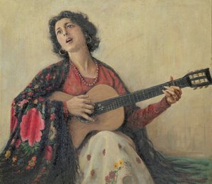 Vrouw met Gitaar door Greek School