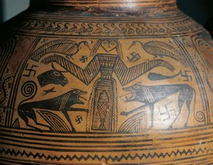 Griekse beschaving, Boeotische amphora, uit Thebe (detail) door Greek School