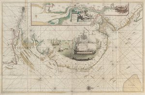 Een kaart van de oostkust van Barton, Lincolnshire, tot Dover, Kent door Greenvile Collins