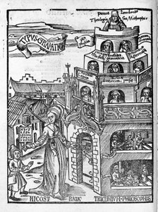 Vrije Kunsten: Grammatica - in “Margarita Philosophica” door Gregor Reisch (1467-1525). Bale door Gregor Reisch