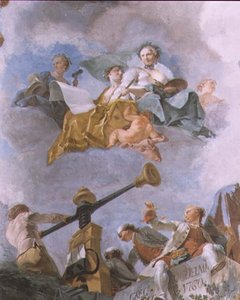 Allegorische figuren, detail van het plafond van de Grote Galerij door Gregorio Guglielmi