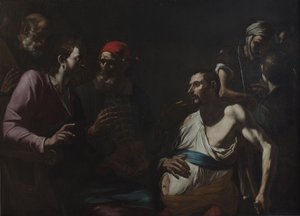 Genezing van een man met waterzucht, c.1630 door Gregorio Preti