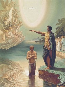 De Doop van Christus, c.1860 (litho) door Grigori Grigorevich (after) Gagarin