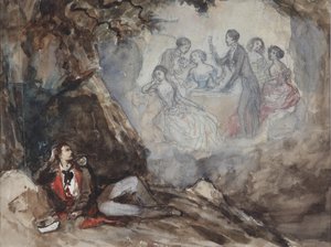Illustratie bij het gedicht De Droom door M. Lermontov, midden 19e eeuw door Grigori Grigorevich Gagarin
