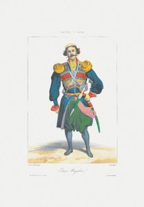 Prins van Megrelia Uit: Scènes, paysages, meurs et costumes du Caucase, 1840 door Grigori Grigorevich Gagarin